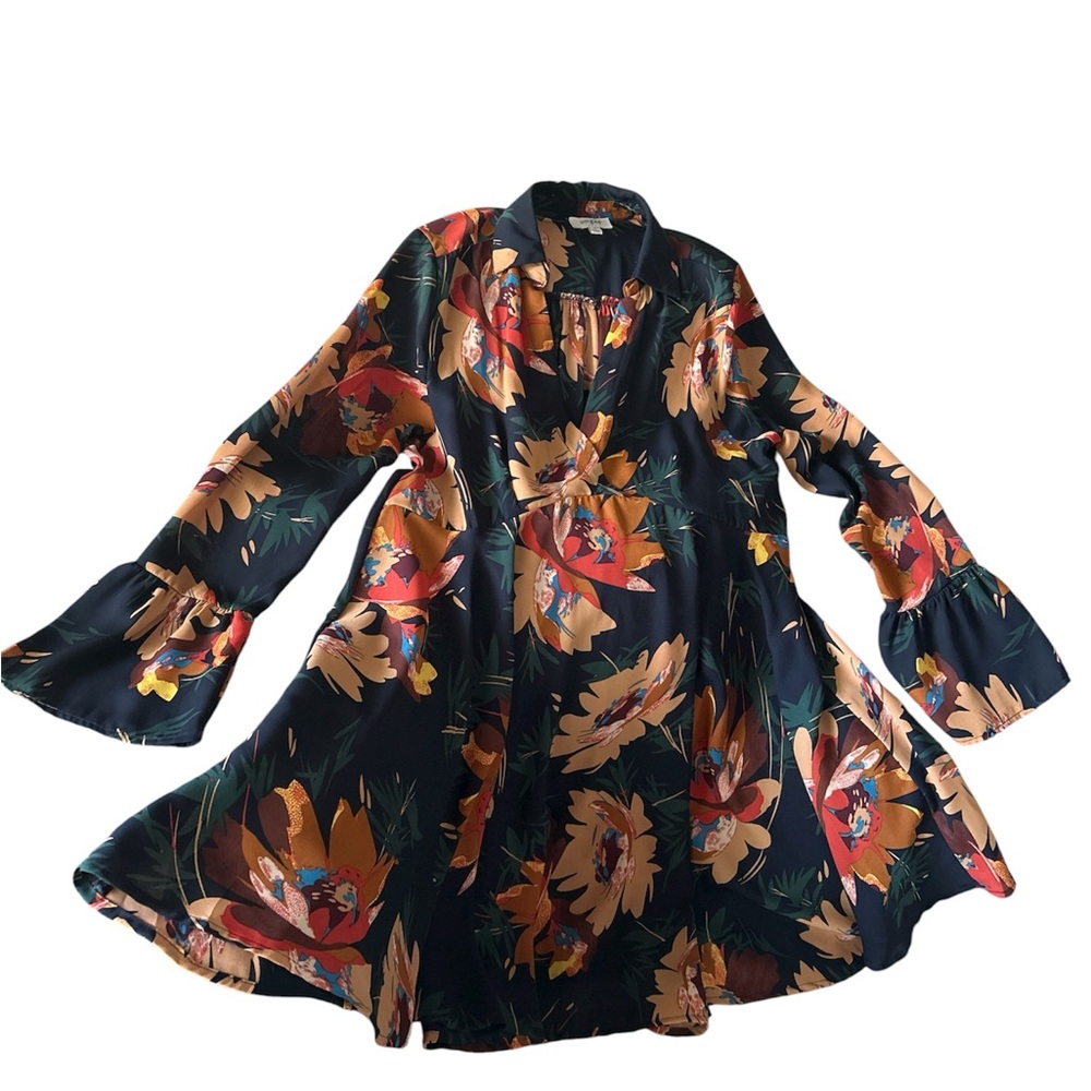Umgee Floral Mini Dress - Black and Orange